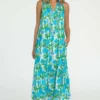 Olivia James The Label Ro Long Dress (Mod Floral Aqua) Dresses