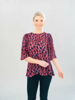 LaRoque Reece Top (Magenta Leaves)