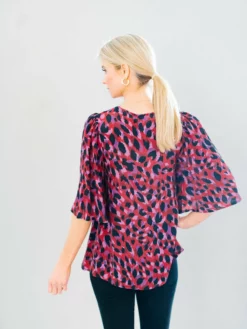 LaRoque Reece Top (Magenta Leaves)