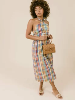LaRoque Dresses Courtland Crossover Dress (Rainbow Check)