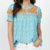 Ivy Jane Camila Top (Turquoise Floral) Tops