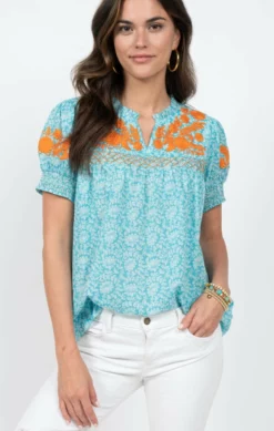Ivy Jane Camila Top (Turquoise Floral) Tops