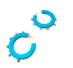 Smith & Co. City Girl Jewel Hoop (Teal) Small Jewelry