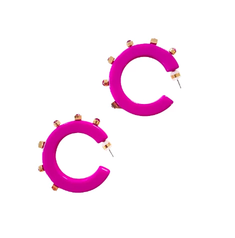 Smith & Co. City Girl Jewel Hoop (Fuchsia) Small 3 Smith & Co. City Girl Jewel Hoop (Fuchsia) Small