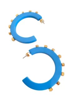 Smith & Co. City Girl Jewel Hoop (Light Blue/White) Large)