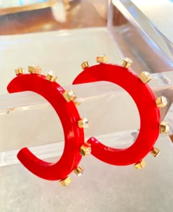 Smith & Co. Jewelry City Girl Jewel Hoop (Red/White) Small