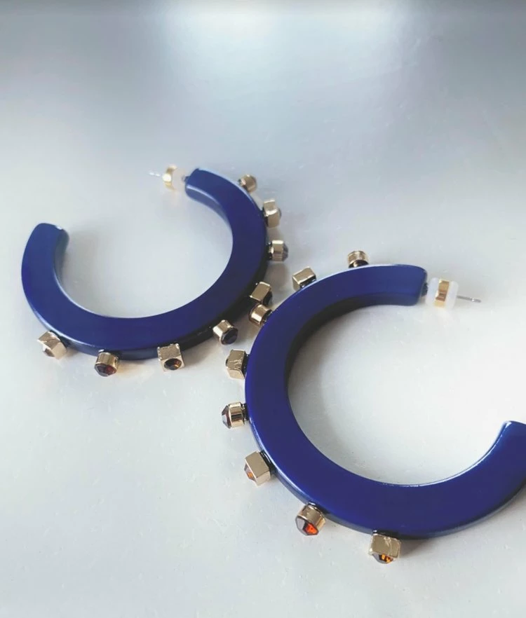 Smith & Co. City Girl Jewel Hoop (Navy) Large Jewelry 3 Smith & Co. City Girl Jewel Hoop (Navy) Large Jewelry