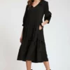 Tyler Boe Meghan Linen Midi Dress (Black)