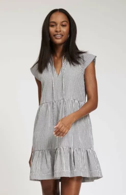 Tyler Boe Claudia Cotton Check Dress (Black) Dresses