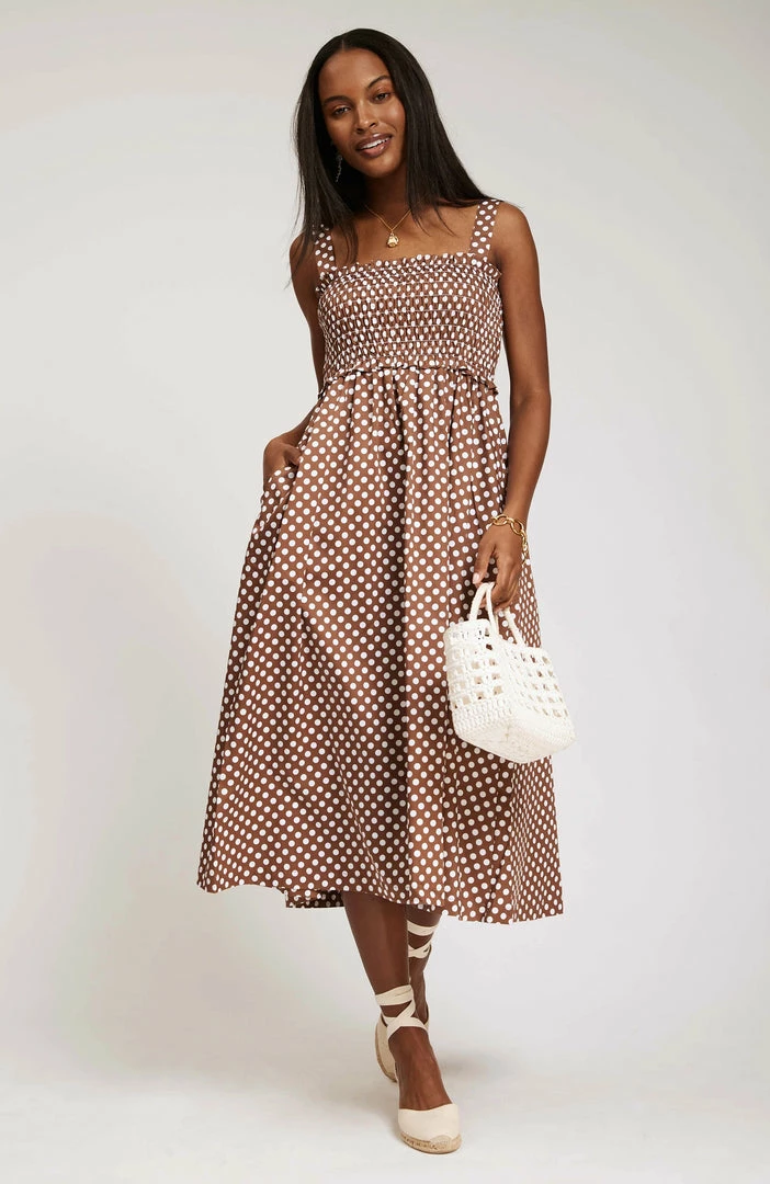 Tyler Boe Gina Poplin Pucker Dress (Chocolate) 4 Tyler Boe Gina Poplin Pucker Dress (Chocolate)