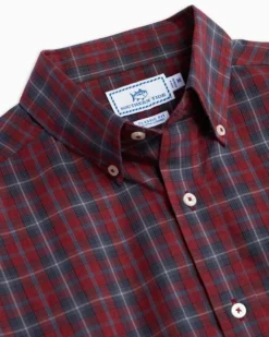 Southern Tide Skipjack Heather Roband Plaid Sport Shirt (Heather Chianti) Tops
