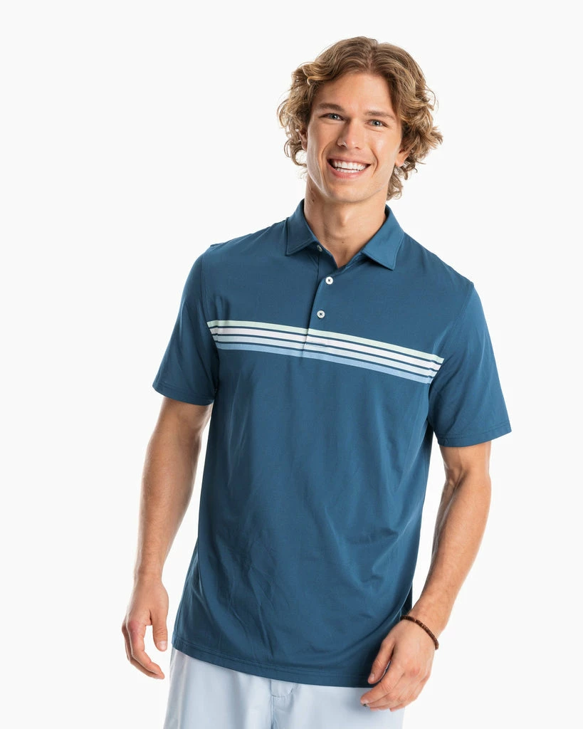 Southern Tide Tops Driver Abott Striped Performance Polo (Admiral Blue) 3 Southern Tide Tops Driver Abott Striped Performance Polo (Admiral Blue)