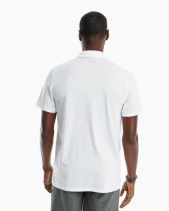 Southern Tide Tops Driver Abott Striped Performance Polo (Classic White)