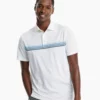 Southern Tide Tops Driver Abott Striped Performance Polo (Classic White)