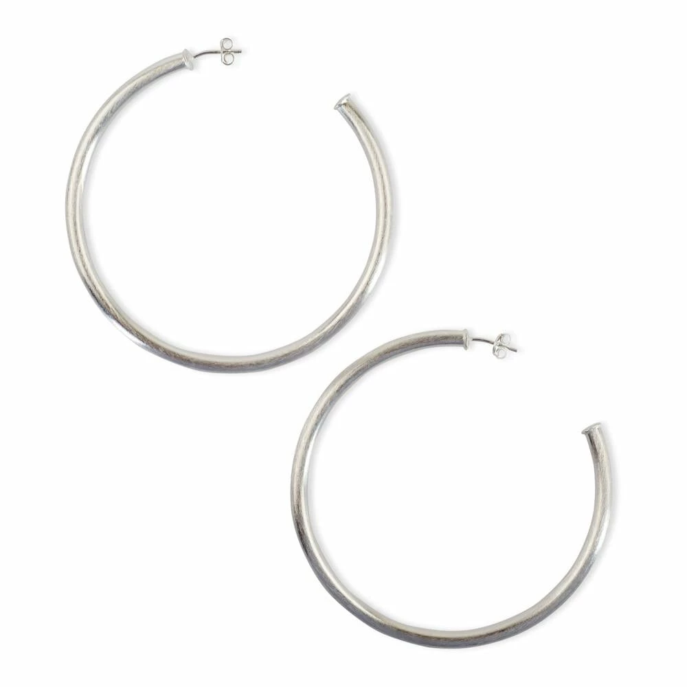 Sheila Fajl Everybody's Favorite Hoops 2 1/2 Brushed Silver 3 Sheila Fajl Everybody's Favorite Hoops 2 1/2 Brushed Silver