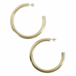 Sheila Fajl Jewelry Arlene Hoops 2.5 Inch (Brushed Gold)