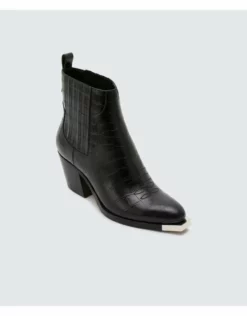 Dolce Vita Abie Bootie (Black Croco Embossed) Shoes