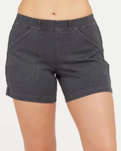 SPANX Bottoms 6" Stretch Twill Shorts (Washed Black)
