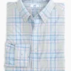 Southern Tide Eddison Plaid Intercoastal Performance Sport Shirt (Heather Light Grey) Tops