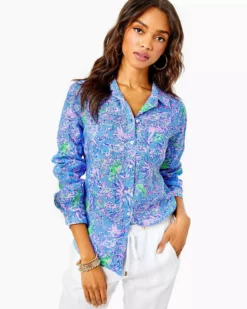 Lilly Pulitzer Tops Sea View Button Down (The Turtle Package)