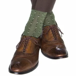Dapper Classic Pine Sage W/ Coffee Crown & Tan Split Neats Cotton Sock Accessories