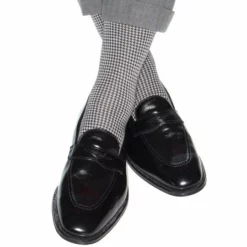 Dapper Classic Black & Ash Houndstooth Cotton Sock Accessories