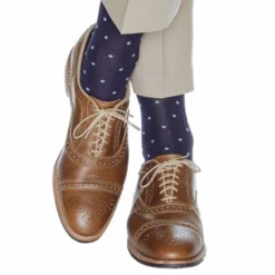Dapper Classic Accessories Navy W/ Sky Blue Dot Cotton Sock
