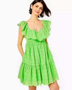 Lilly Pulitzer Asteria Eyelet Babydoll Dress (Daisy Dreams)