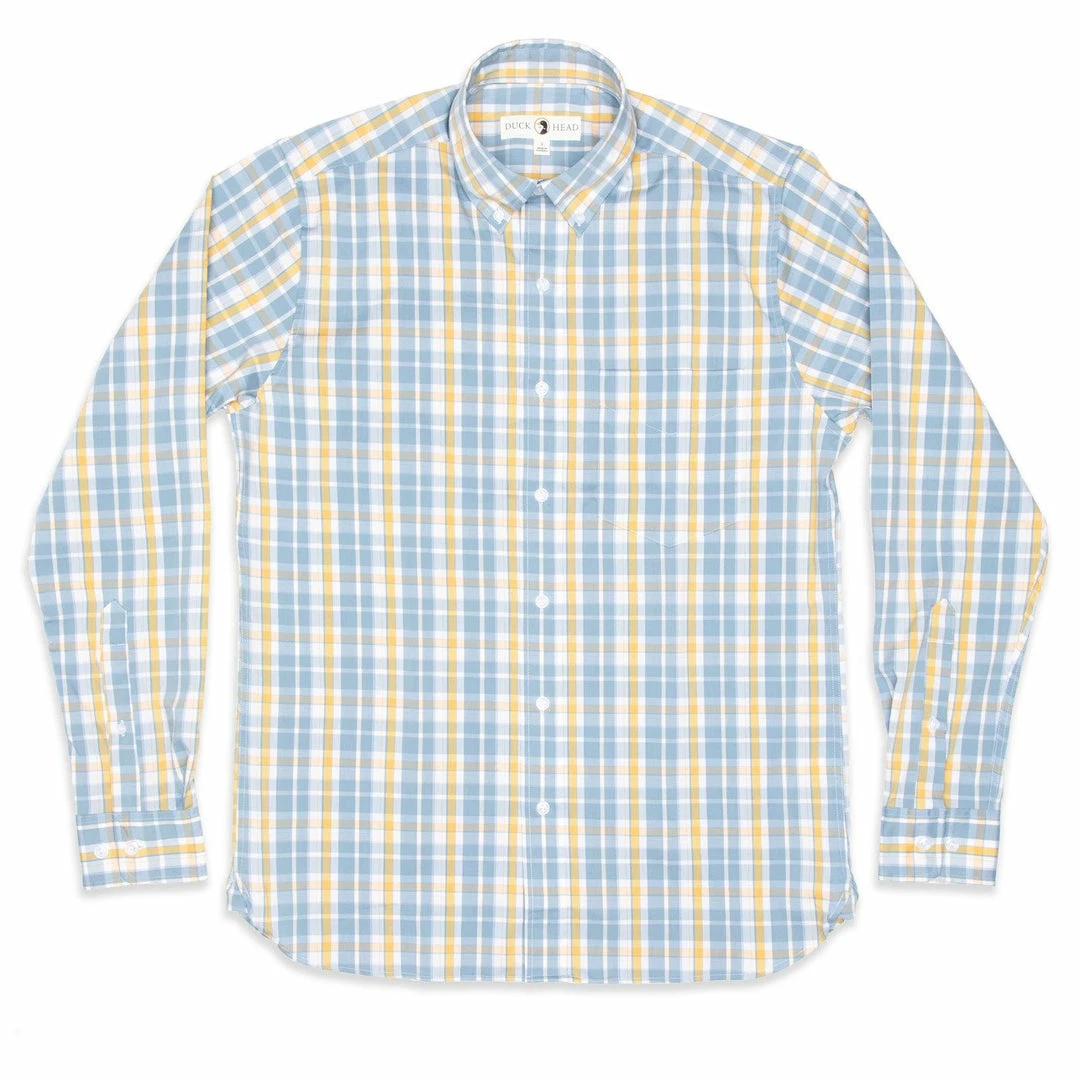 Duckhead Gaskins Plaid Shirt (Faded Denim) Tops 3 Duckhead Gaskins Plaid Shirt (Faded Denim) Tops
