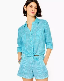 Lilly Pulitzer Tops Sea View Button Down Top (Along The Same Line)