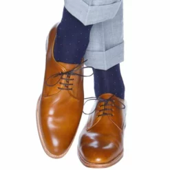 Dapper Classic Classic Navy W/ Gold Pink Dot Cotton Sock Accessories