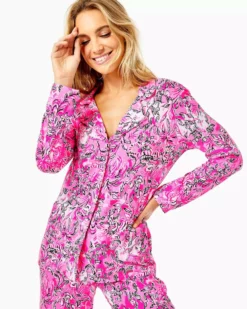 Lilly Pulitzer PJ Knit Button-Up (Purposefully Pink)