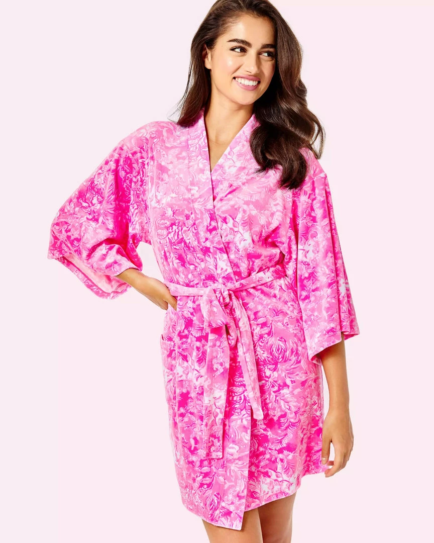 Lilly Pulitzer Elaine Velour Robe (Purposefully Pink) 3 Lilly Pulitzer Elaine Velour Robe (Purposefully Pink)