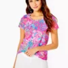 Lilly Pulitzer Etta Scoop Neck Top (Pink Isle Shell Me Something Good)