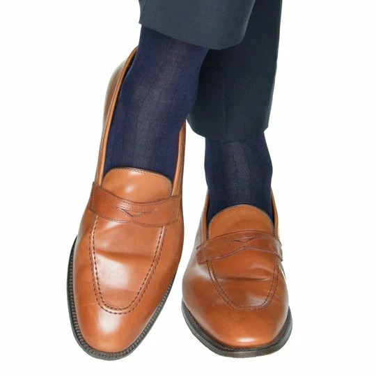 Dapper Classic Accessories Navy Solid Ribbed Cotton Sock 3 Dapper Classic Accessories Navy Solid Ribbed Cotton Sock