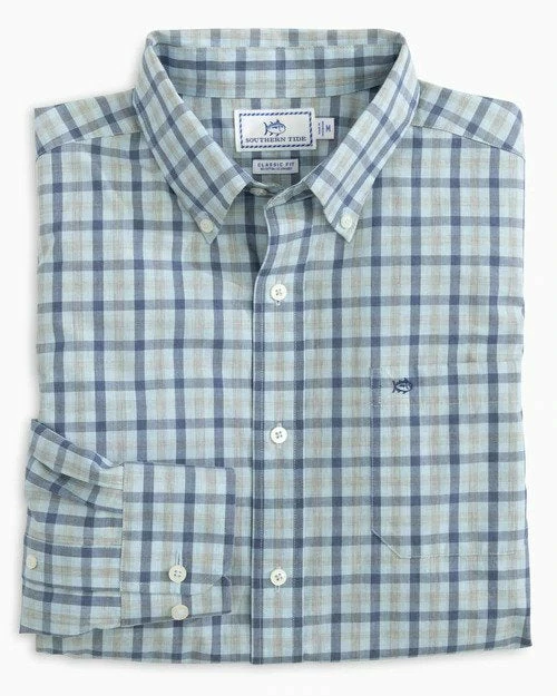 Southern Tide Chatsworth Check Heather Sports Shirt (Aquamarine) Tops 3 Southern Tide Chatsworth Check Heather Sports Shirt (Aquamarine) Tops