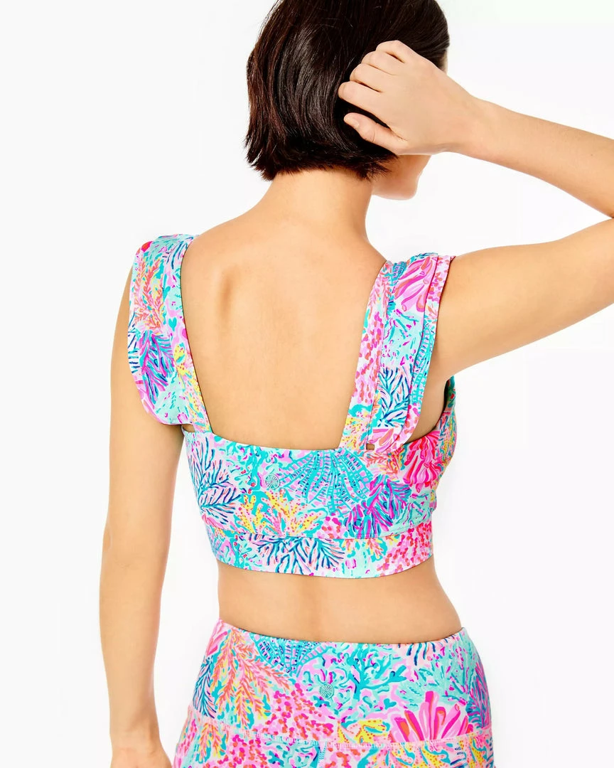 Lilly Pulitzer Sucre Ruffle Sports Bra (Splashdance) Tops 4 Lilly Pulitzer Sucre Ruffle Sports Bra (Splashdance) Tops