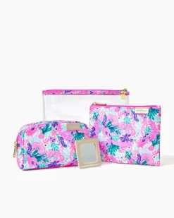 Lilly Pulitzer Astwood Pouch Set (Plumeria Pink)