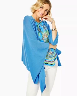 Lilly Pulitzer Terri Cashmere Wrap (Heathered Blue Thistle) Outerwear