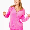 Lilly Pulitzer Larina Velour Zip-Up Hoodie (Plumeria Pink) Tops 2 Lilly Pulitzer Larina Velour Zip-Up Hoodie (Plumeria Pink) Tops