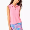 Lilly Pulitzer Tops UPF 50+ Luxletic Frida Sleeveless Ruffle Top (Lilly's Coral)
