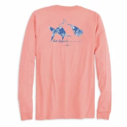 Fish Hippie Skewed Long Sleeve Tee (Coral) Tops