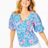Lilly Pulitzer Tops Ivee Top (Bondi Blue My Little Peony)