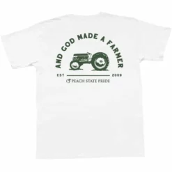 Peach State Pride And God Made A Farmer Short Sleeve Pocket Tee (White) Tops