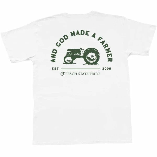 Peach State Pride And God Made A Farmer Short Sleeve Pocket Tee (White) Tops 3 Peach State Pride And God Made A Farmer Short Sleeve Pocket Tee (White) Tops