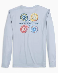 Southern Tide Tops The Reel Deel Perforated Tee (Seagull Gray)