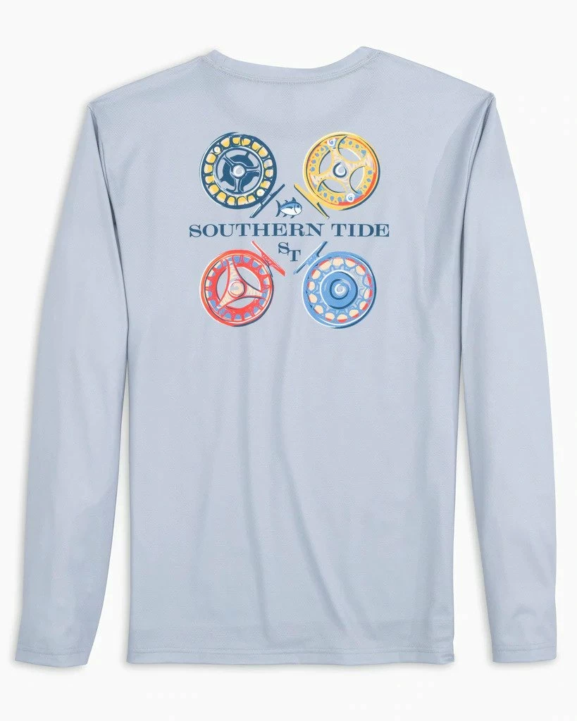 Southern Tide Tops The Reel Deel Perforated Tee (Seagull Gray) 3 Southern Tide Tops The Reel Deel Perforated Tee (Seagull Gray)