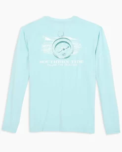 Southern Tide Compass Perforated Tee (Wake Blue) Tops