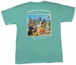 Peach State Pride Tops Georgia Montage Short Sleeve Tee (Seafoam)