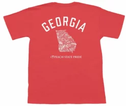 Peach State Pride Tops Georgia United Short Sleeve Tee (Nantucket Red)